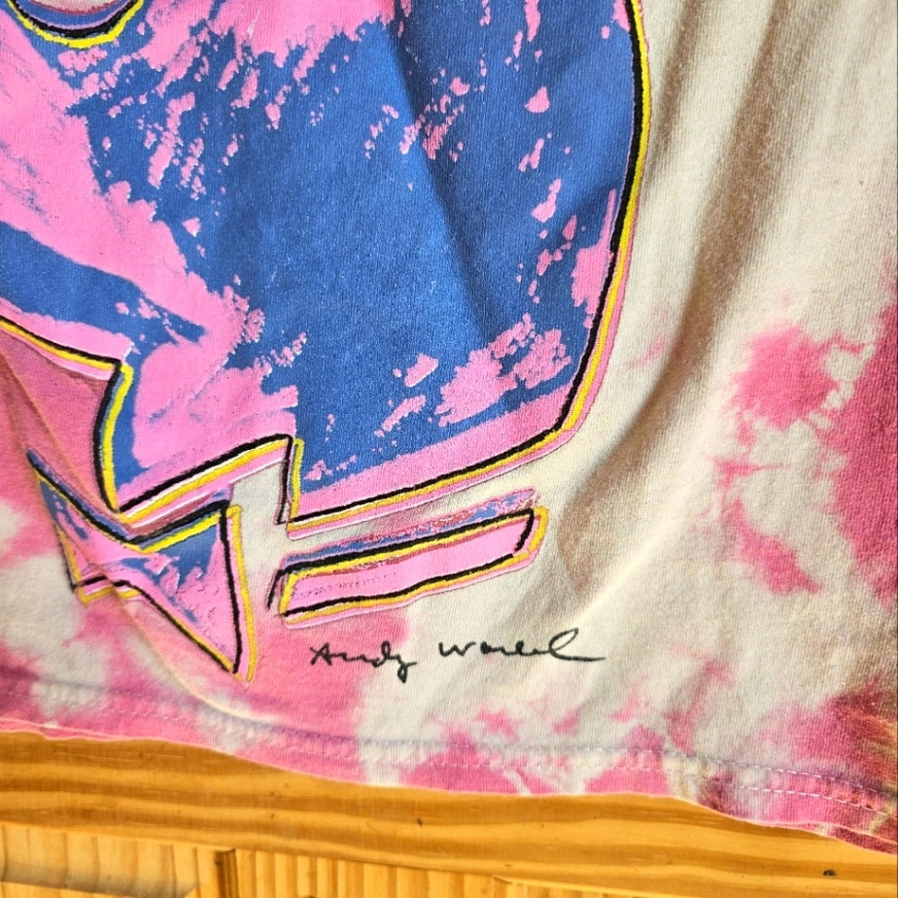 Branded Playboy Andy Warhol Pink Tie Dye Shirt Size M - Picture 2 of 5